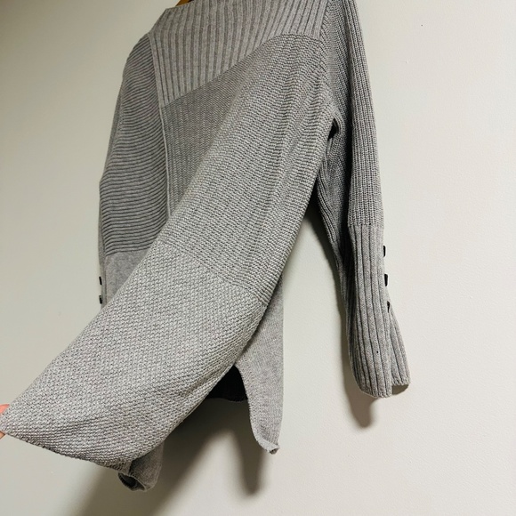 Habitat | Long Sleeve Gray Mock Neck 100% Cotton Knit Sweater - Picture 4 of 12